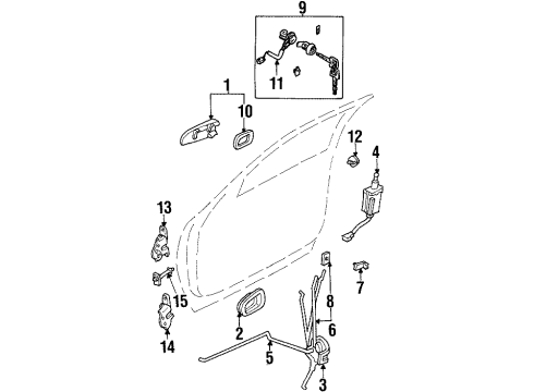 2002 Kia Sportage Front Door Switch-Lock Cylinder Diagram for 0K01G58498A