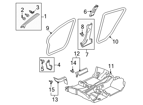 2013 Honda Insight Interior Trim - Pillars, Rocker & Floor Garnish Assy., L. FR. Pillar *NH220L* (CLEAR GRAY) Diagram for 84151-TM8-A02ZB
