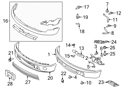 2014 Ford F-150 Front Bumper Bracket Bolt Diagram for -W702434-S439