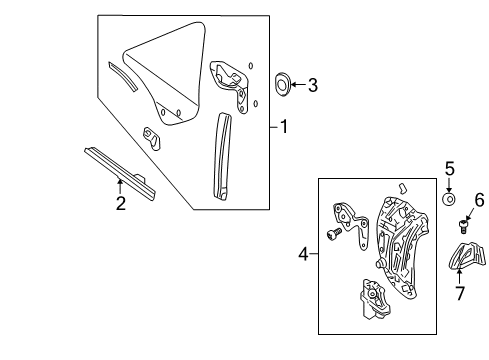 2009 Ford Mustang Quarter Window Regulator Assembly Diagram for 8R3Z-7630307-AA