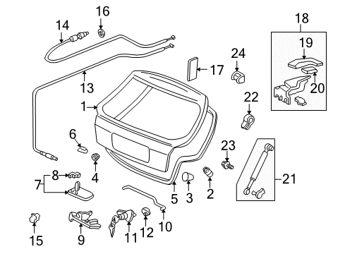 1997 Honda Civic Trunk Opener Assy., Tailgate *NH264L* (CLASSY GRAY) Diagram for 74882-S03-G01ZC