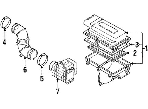1988 Nissan Stanza Air Inlet Air Cleaner Assembly Diagram for 16500-20R00