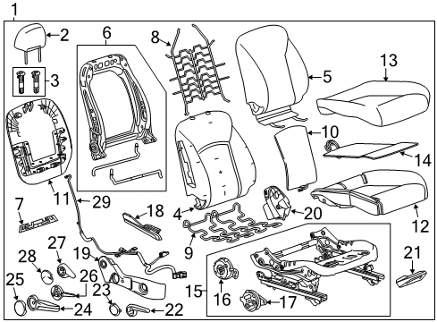 2012 Buick Verano Passenger Seat Components Recliner Lever Diagram for 95971229