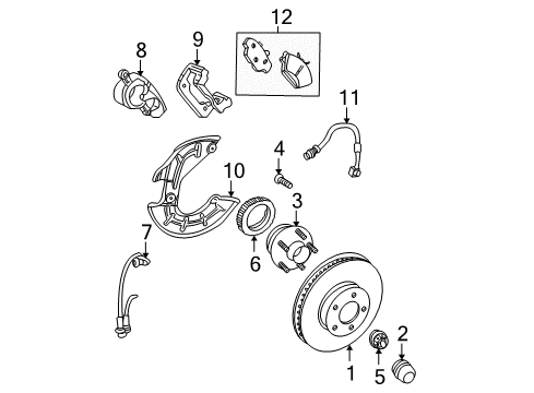 2001 Ford Mustang Brake Components Rear Pads Diagram for 3R3Z-2200-AA