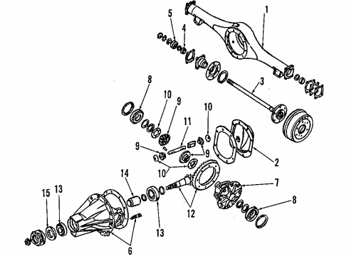 1989 Nissan Pathfinder Rear Axle, Differential, Propeller Shaft Gear Set Final Drive Diagram for 38100-S9500