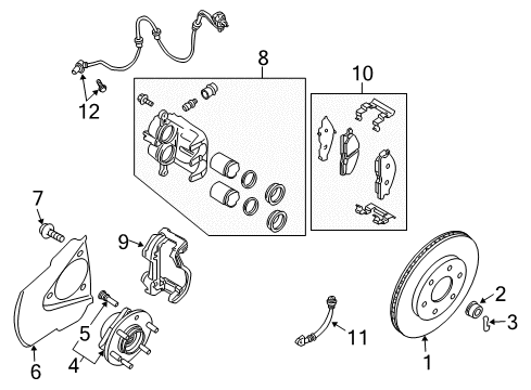 2004 Infiniti QX56 Front Brakes Piston-Cylinder Diagram for 41121-7S000