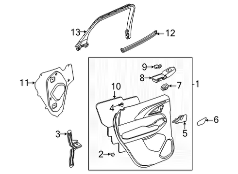 2021 Chevrolet Trailblazer Interior Trim - Rear Door Belt Weatherstrip Diagram for 42743565