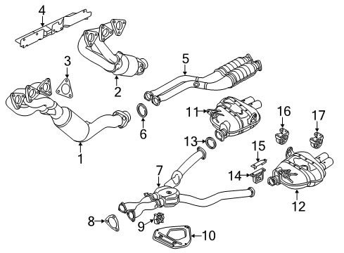 2008 BMW Z4 Exhaust Components Muffler Pipe Diagram for 18307555350
