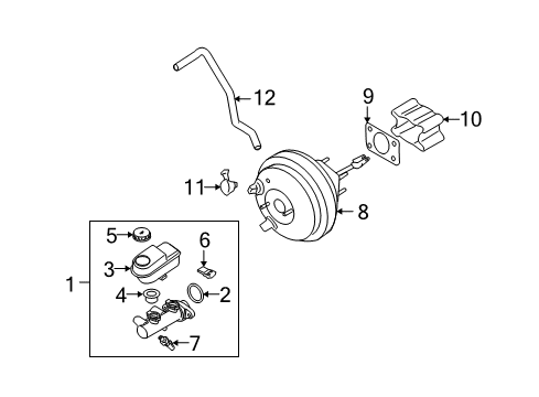 2009 Infiniti QX56 Hydraulic System Master Vac Assembly Diagram for 47210-ZW00A