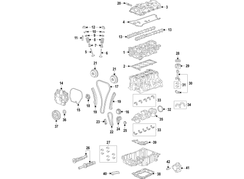 2021 Cadillac CT5 Engine Parts, Mounts, Cylinder Head & Valves, Camshaft & Timing, Variable Valve Timing, Oil Cooler, Oil Pan, Oil Pump, Balance Shafts, Crankshaft & Bearings, Pistons, Rings & Bearings Upper Timing Cover Diagram for 55506833