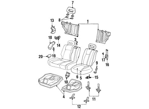 1998 Honda Passport Rear Seat Components Cover, Right Rear Seat-Back Diagram for 8-97159-742-0