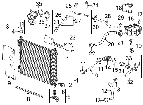 2012 Cadillac SRX Radiator & Components Radiator Lower Insulator Diagram for 20818756