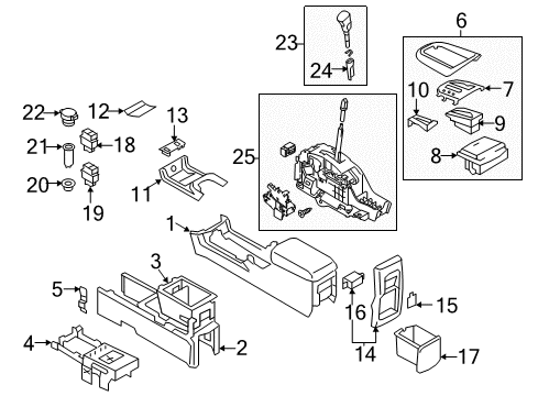 2013 Nissan Murano Gear Shift Control - AT Cup Holder Assembly Diagram for 68430-1SX0A