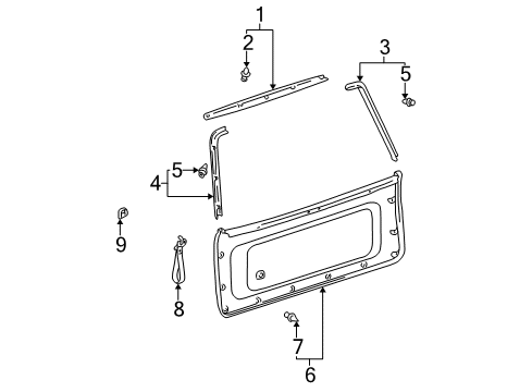 2002 Toyota Sequoia Interior Trim - Lift Gate Lower Trim Diagram for 67750-0C010-B0