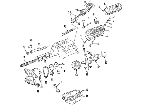 2004 Chevrolet Monte Carlo Engine Parts, Mounts, Cylinder Head & Valves, Camshaft & Timing, Oil Pan, Oil Pump, Balance Shafts, Crankshaft & Bearings, Pistons, Rings & Bearings Piston Diagram for 12539085