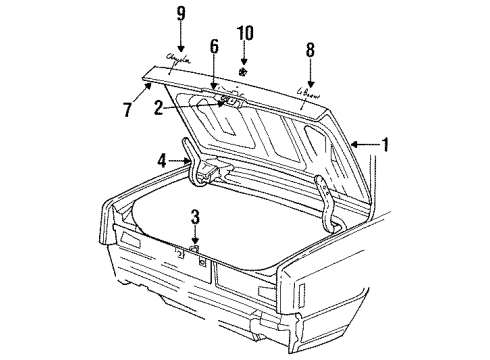 1988 Chrysler LeBaron Trunk Cylinder Pkg D/LID Lock Diagram for 4378291