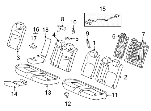 2017 Honda Civic Rear Seat Components Trim Cover (Cashmere Ivory) Diagram for 82521-TBA-A61ZA