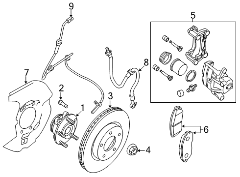 2020 Nissan Altima Front Brakes Plate-BAFFLE Diagram for 41151-6CT0A