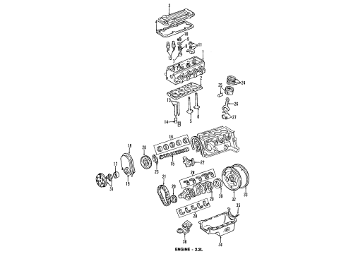 1995 GMC Sonoma Engine Parts, Mounts, Cylinder Head & Valves, Camshaft & Timing, Oil Cooler, Oil Pump, Balance Shafts, Crankshaft & Bearings, Pistons, Rings & Bearings Timing Gear Set Diagram for 10198810