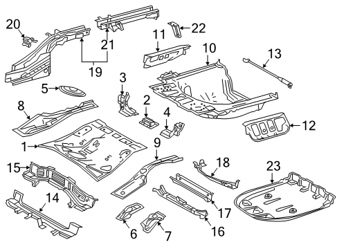 2019 Lexus ES300h Rear Body - Floor & Rails Rail Sub-Assembly, Floor Diagram for 57405-06010