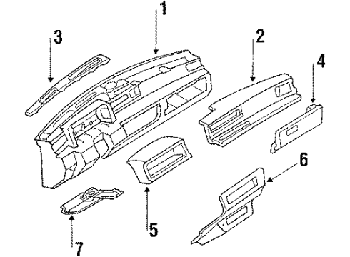 1986 Nissan Stanza Instrument Panel Cluster Lid BRN Diagram for 68260-D1201