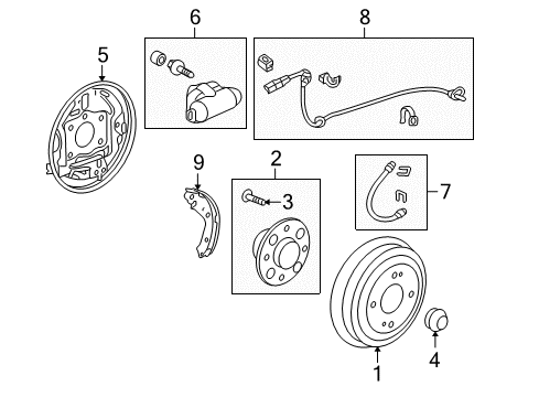 2012 Honda Insight Anti-Lock Brakes Hose Set, Rear Brake Diagram for 01466-TM8-A01