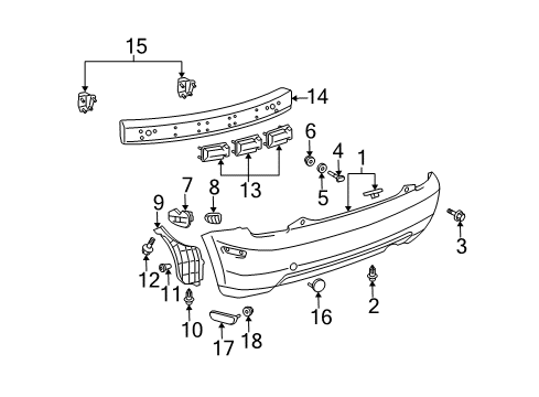 2005 Scion xA Rear Bumper Reflector Diagram for 81580-52110