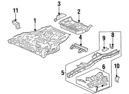 1996 Honda Odyssey Rear Body - Floor & Rails Panel, R. RR. Floor Side Diagram for 65514-SX0-A00ZZ