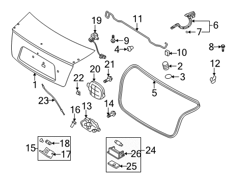 2009 Kia Spectra Trunk Lid Weatherstrip-Trunk Lid Opening Diagram for 87321-2H000