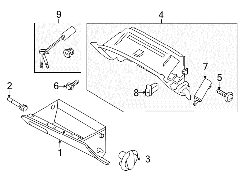 2021 Kia Stinger Glove Box Housing Assembly-Glove Box Diagram for 84510J5000AYK