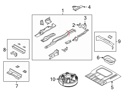 2010 Dodge Journey Rear Floor & Rails Cover-Spare Tire Diagram for 5178501AC