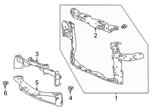 2022 Acura MDX Radiator Support Upper Cmbr Complete, Front Diagram for 60430-TYA-A00