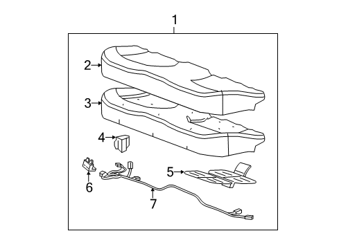 2014 Cadillac XTS Rear Seat Components Seat Cushion Pad Diagram for 84387019