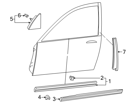 1998 Acura RL Exterior Trim - Front Door Clip, Side Protector Diagram for 75305-S04-003