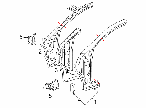 2007 Lexus RX400h Hinge Pillar Reinforce Sub-Assy, Front Body Pillar, Lower LH Diagram for 61109-48901