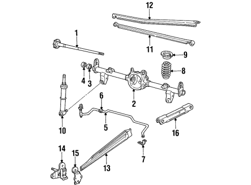 1987 Chevrolet Camaro Rear Suspension Components, Stabilizer Bar Rear Axle Shaft Diagram for 22515440