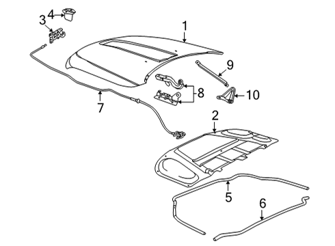 2021 Jeep Grand Cherokee L Hood & Components Latch-Hood Diagram for 68375662AA