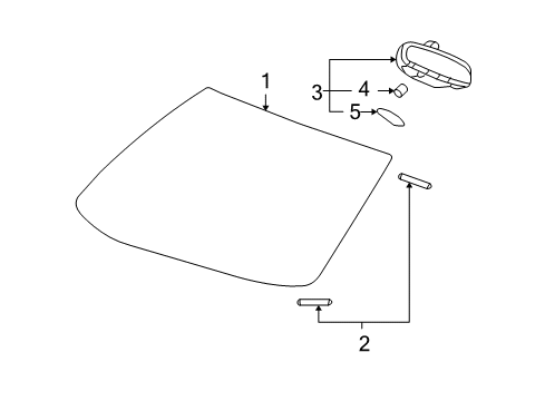 2008 Chevrolet Corvette Windshield Glass Mirror Inside Diagram for 22905033