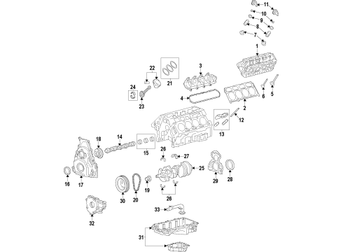 2016 GMC Sierra 1500 Engine Parts, Mounts, Cylinder Head & Valves, Camshaft & Timing, Variable Valve Timing, Oil Pan, Oil Pump, Balance Shafts, Crankshaft & Bearings, Pistons, Rings & Bearings Front Mount Diagram for 84175582