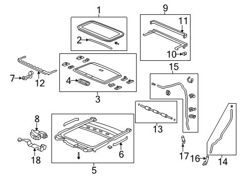 2010 Honda Pilot Sunroof Sunshade Assy. *NH220L* (CLEAR GRAY) Diagram for 70600-SZA-A01ZA