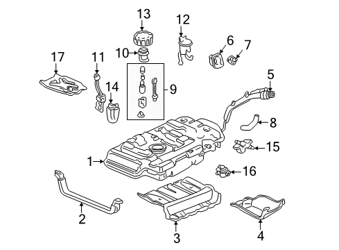 2001 Acura MDX Fuel Supply Pump Set, Fuel Diagram for 17040-S3V-A00