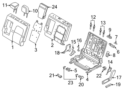 2022 Lincoln Corsair Rear Seat Components Headrest Guide Diagram for JU5Z-96610A16-AE