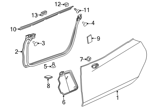 2015 Chevrolet Corvette Door & Components Door Weatherstrip Diagram for 84008529