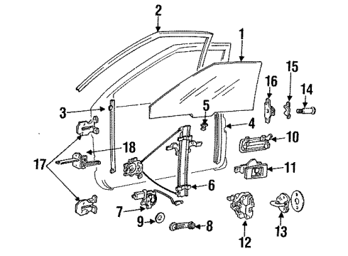 Hyundai 82404-23100 Front Right Power Window Regulator Assembly