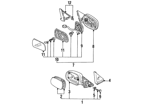 Honda 04762-SM1-C25 Mirror Sub-Assembly, Passenger Side Remote Control