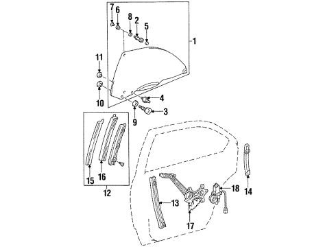 Lexus 67446-50020 Guide, Rear Door Window, Front Lower, LH