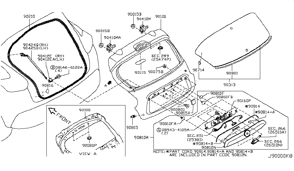 Nissan 90812-1JU0B Finisher-Back Door, Key Cylinder