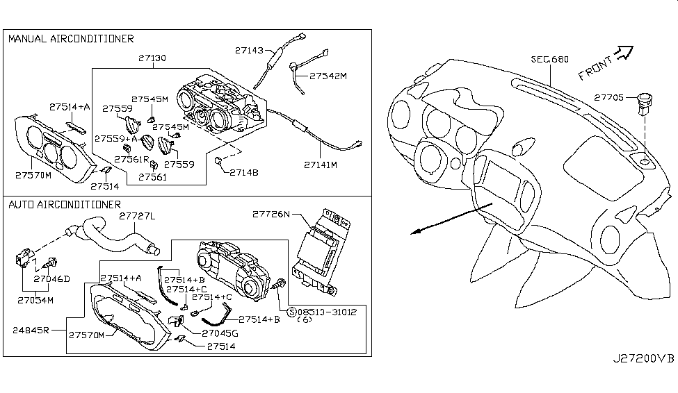 Nissan 27514-1KL3A Insulator-Controller, Air Conditioner