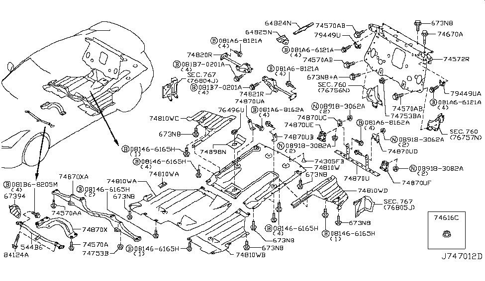 Nissan 76494-JF00A Bracket-Jack Up Point