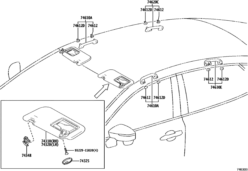 Toyota 74320-30E50-A0 VISOR ASSY, LH